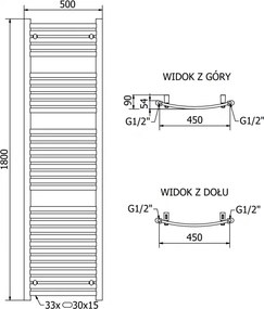 Mexen Helios, elektrické vykurovacie teleso 1800 x 500 mm, 900 W, biela, W103-1800-500-2900-20