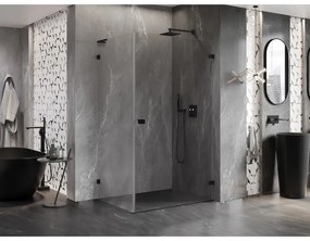 Mexen Lunar-B L pravý výklopný sprchový kút 85 x 80 cm, číre sklo, čierna matná, 832L-085-080-66-00-P