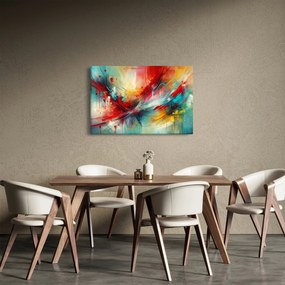 Obraz – Abstrakcia s červenou (90x60 cm)