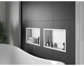 Mexen X-Wall-R, polička na zapustenie na obklad s golierom 45 x 30 cm, biela, 1920453010