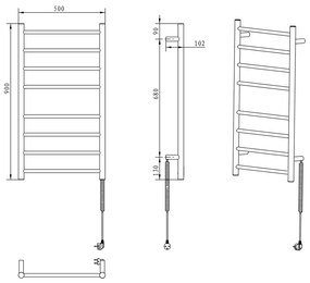 Sapho Sapho, REDONDO elektrický sušiak uterákov, guľatý, 500x900 mm, 75 W, čierny matná, ER220BV
