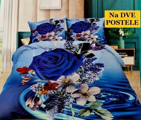 Obliečky Ruže modré Bavlna 2x70x90 2x140x200 cm