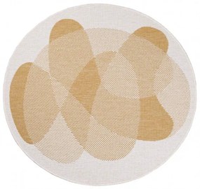 Obojstranný koberec DuoRug 5835 okrovo žltý kruh