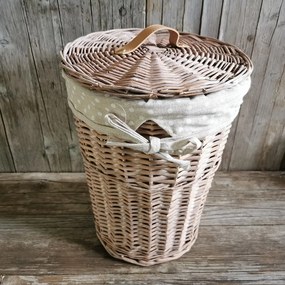 prútený kôš na prádlo s poklopom 37,5x28x23cm