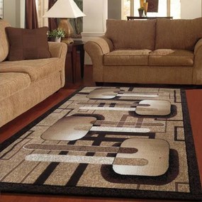 Kusové koberce hnedej farby s geometrickými vzormi Šírka: 100 cm | Dĺžka: 190 cm