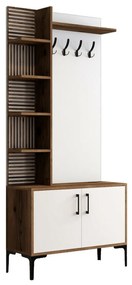 Vešiak s botníkom a policami Viyana Walnut and White