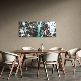 Obraz - horská rieka v zime (120x50 cm)