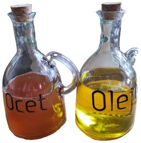 Sada fliaš OLEJ a OCOT, s lievikom, korkový uzáver, 0,6l