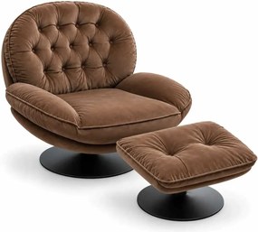 LuxuryForm DESIGN Otočné relaxačné kreslo LUNA s podnožkou – hnedé