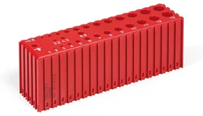 Plastový box na ukladanie vrtákov s priemerom 1–13,5 mm, modul 20x5, 26 dutín, červená