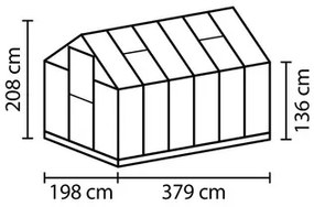 Skleník Vitavia Triton 7500 polykarbonát 6 mm 198x379 cm čierny vr. základového rámu