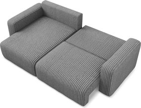 Sivá menčestrová rozkladacia/s úložným priestorom rohová pohovka (ľavý roh/s leňoškou) Kona – Makamii