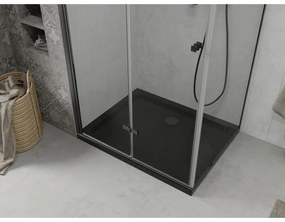 Mexen Lima, sprchovací kút so skladacími dverami 80 (dvere) x 100 (stena) cm, 6mm číre sklo, čierny profil + slim sprchová vanička čierna s čiernym sifónom, 856-080-100-70-00-4070B