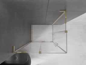 Mexen Velar L Duo, sprchový kút s posuvnými dverami 100 x 90 cm, 8mm číre sklo, zlatá lesklá, 871-100-090-02-03-50