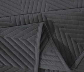 Tmavosivý zamatový prehoz na posteľ so vzorom ARROW VELVET Rozmer: 200 x 220 cm