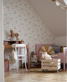 Tapeta ružové králiky s pruhmi 280x50 cm