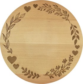 AMADEA Drevená otočná doštička s gravírom, masívne drevo, 35 cm