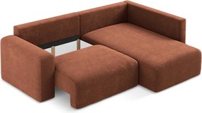 Ženilková rozkladacia/s úložným priestorom rohová pohovka v terakotovej farbe (pravý roh/do L) Kona – Makamii