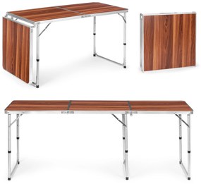 ModernHome Turistický stolík rozkladací kempingový stolík hnedá doska 180 x 60 cm
