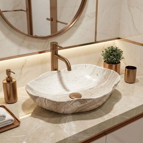 Rea Pearl Saturn, umývadlo na dosku 505x380x135 mm, imitácia kameňa, REA-U0618