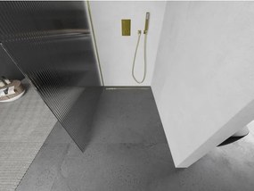 Mexen Kioto L, sprchová zástena Walk-In 100 x 200 cm, 8mm sklo s rebrovým vzorom, zlatý lesklý profil,800-100-103-50-09