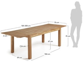 Rozkladací jedálenský stôl Kave Home, 120 x 75 cm