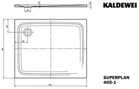 Sprchová vanička KALDEWEI Superplan 900 x 1100 x 25 mm alpská biela Protišmyková povrchová úprava Matná 430500012711