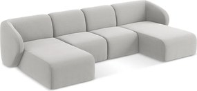 Svetlosivá zamatová rohová pohovka (do tvaru "U") Lani – Makamii