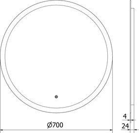 Mexen Oro, okrúhle LED podsvietené kúpeľňové zrkadlo 70 cm, 6000K, vykurovacia podložka proti zahmlievaniu, 9824-070-070-611-00