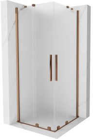 Mexen Velar Duo, sprchový kút s posuvnými dverami 100 x 100 cm, 8mm sklo námraza, ružové zlato, 871-100-100-32-60