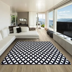 Kusový koberec SKETCH CALLUM biely / čierny - diamantový
