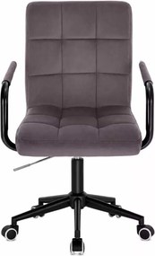 LuxuryForm DESIGN Otočná stolička VERONA BLACK VELUR na čiernej podstave s kolieskami - tmavosivá