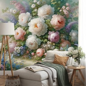 Tapeta pastelová kvetinová záhrada