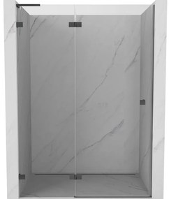Mexen, Mexen Lunar L ľavé otočné sprchové dvere 130 cm, priehľadné, pištoľovo šedé kartáčované - 834L-130-000-66-00-L