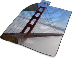 Sablio Plážová deka Golden Gate v hmle: 200x140 cm