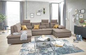 Sedacia súprava Madeira 3B, svetlo hnedá látka, tvar ľavé U