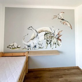 Nálepky na stenu - Dinosaury s dúhou
