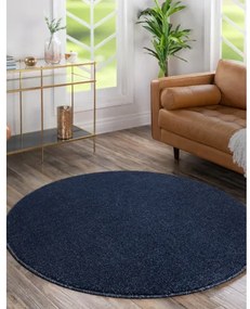 Okrúhly koberec SOFTY Jednotný, Jednobarevný, tmavo modrá Veľkosť: kruh 150 cm