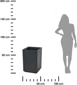 PLASTOVÝ KVETINÁČ NA KOLIESKACH BETONIQUE 60X40X40 CM IMITÁCIA BETÓNU ČIERNA