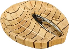 AMADEA Drevená miska mozaika v tvare orecha s luskáčikom, masívne drevo, 2 druhy drevín, 28x23x4,5 cm