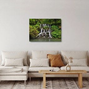Sklenený obraz vodopádov v tropickom lese (70x50 cm)