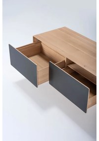 TV stolík z dubového dreva v čierno-prírodnej farbe 160x48 cm Fina – Gazzda