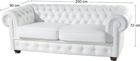 Kožená trojsedačka Chesterfield - wenge / biela (White snow)