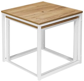Sada 2 konferenčných stolíkov PRAVEN Craft biely