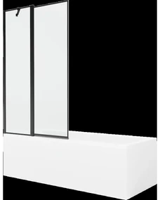 Mexen Cubik obdĺžniková vaňa 150 x 70 cm s obkladom a 1-krídlovou sprchovou zástenou 100 cm, Čierny vzor - 550315070X9410117070