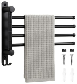 Kúpeľňový vešiak na uteráky CETRI čierny