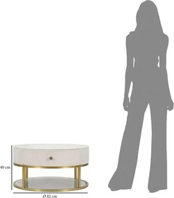 Konferenčný stolík Montpellier 75 cm so zásuvkami zlatý/krémový/mramor