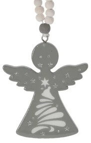 Závesný vzorovaný anjel – sivý 8 cm