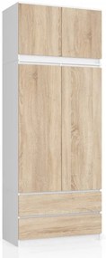 Skriňa s nadstavcom S 90 cm 2D 2SZ CLP biela / sonoma