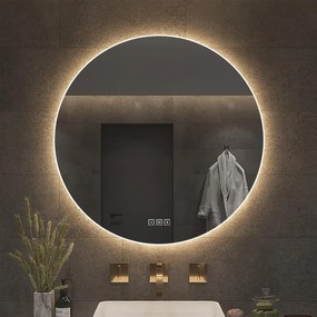 Rea Round, okrúhle LED zrkadlo s ryhovaným rámom 60 cm + bluetooth, HOM-06509
